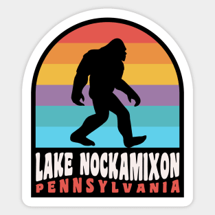 Lake Nockamixon Pennsylvania Bigfoot Sasquatch Retro Sunset Sticker